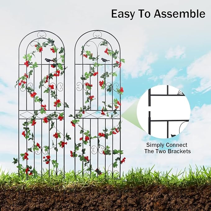 180 200 220cm Metal Decorative Garden Trellis Support Trellis for Climbing Plants Outdoor Roses Vine Cucumbers Vegetables Flower Support(200cm/78.74″)