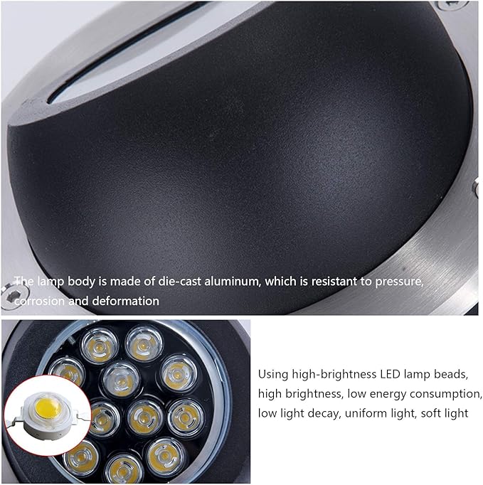 LED Garden Buried Light 85-265V Outdoor Underground Spotlight IP67 Waterproof Floor Lamp for Pathway Patio Bridge Landscape Lighting (Yellow 18W)