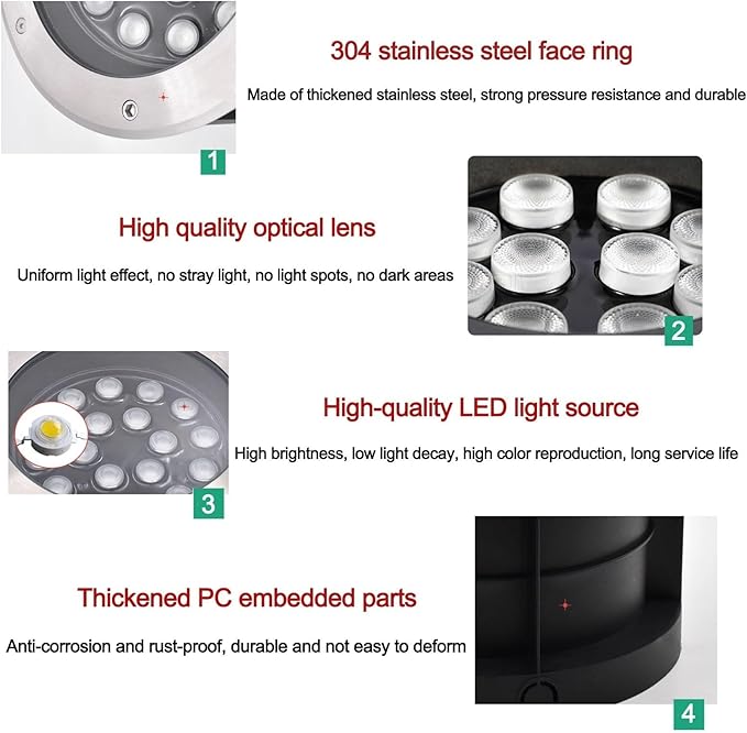 Outdoor Buried Lights - Ground LED Landscape Lights AC 220V LED 30° Adjustable Angle Underground Light IP67 Outdoor Waterproof Embedded Lawn Tree Spotlight Polarized Floor Lamp