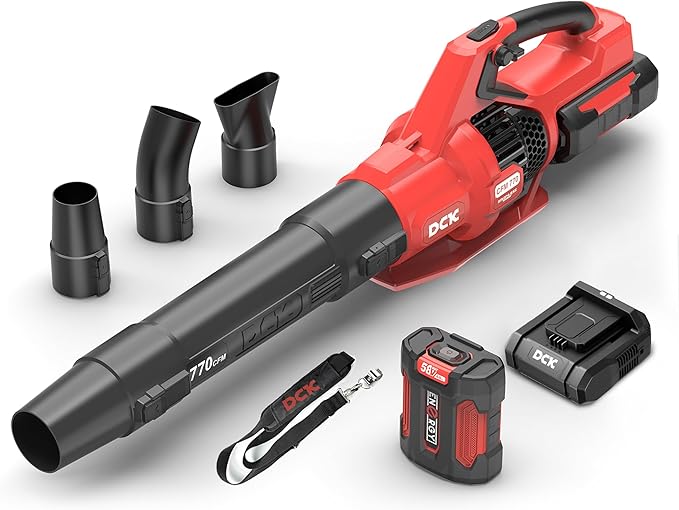 58V Cordless Leaf Blower Brushless 770 CFM 180MPH Power Variable-SpeedElectric Blower with 4Ah Battery and 5A Fast Charger for Lawn Care Yard Outside(KDLB58211BDM)