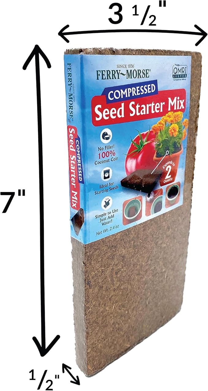 Ferry Morse Seed Starter Mix - Organic Compressed Seedling Soil Mix - 24 Pack/48 Qt - Coco Coir