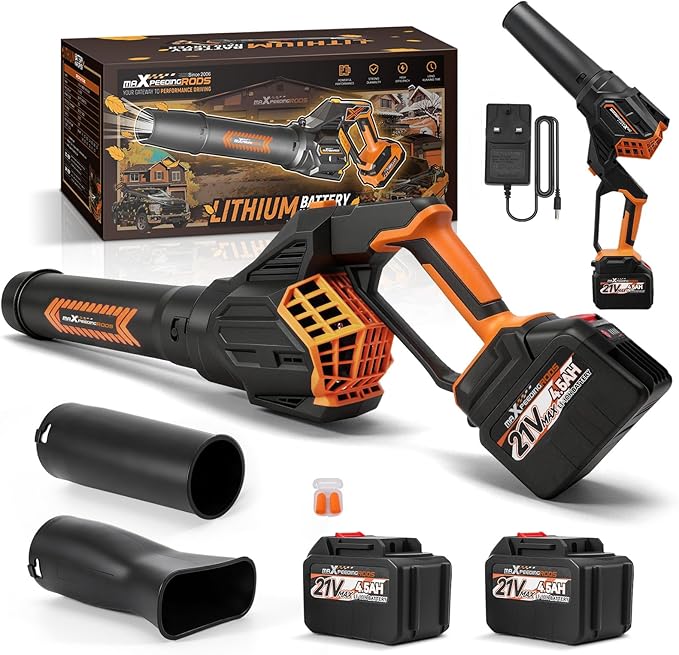 maXpeedingrods Leaf Blower Cordless 650CFM Electric Leaf Blower with 2 x 4.5Ah Batteries &amp Fast Charger 180° Deformation Blower Lightweight Leaf Blower for Lawn Care Garden Patio &amp Outdoo