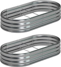 8x4x1ft(2 Pack) Galvanized Oval Raised Garden BedOutdoor Planter Box Metal Patio Kit Planting Bed for Vegetables Flowers HerbSilver