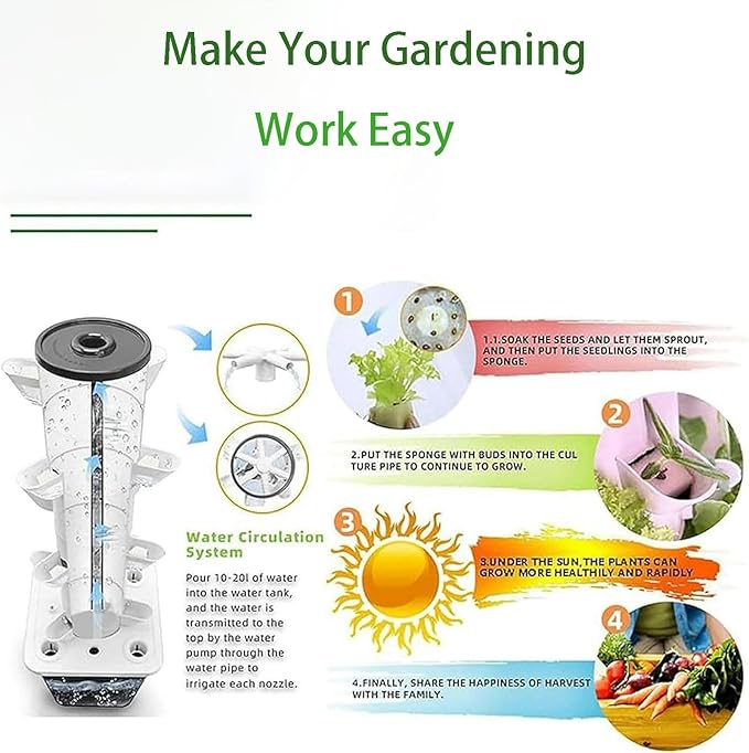 30-Plant Hydroponics Tower Garden Growing Vertical Indoor Gardening Silent Pump Tower Garden Hydroponics Growing Kit ()