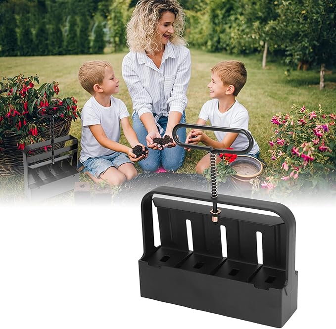 Soil Block MakerHand-held Soil BlockerSoil BlockerSoil Blocker Double Row Soil Block Maker Tool Stainless Steel for Seedling Greenhouse