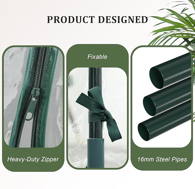 Portable Mini Greenhouse 40.2x37.8x37.8 Greenhouses for Outdoors with Dual Large Zipper Doors &amp Ground Stakes Waterproof Plastic Green House for Outside Garden Patio Backyard