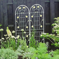 Sturdy Metal Garden Trellis for Climbing Plants – Rust-Resistant Outdoor Flower Support with Decorative Lattice Design (2 Pack-Cream White)