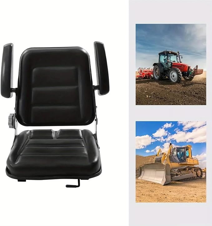 Tractor Seat Universal Seat Fit Garden Tractor Lawn Mower Adjustable Backrest Black