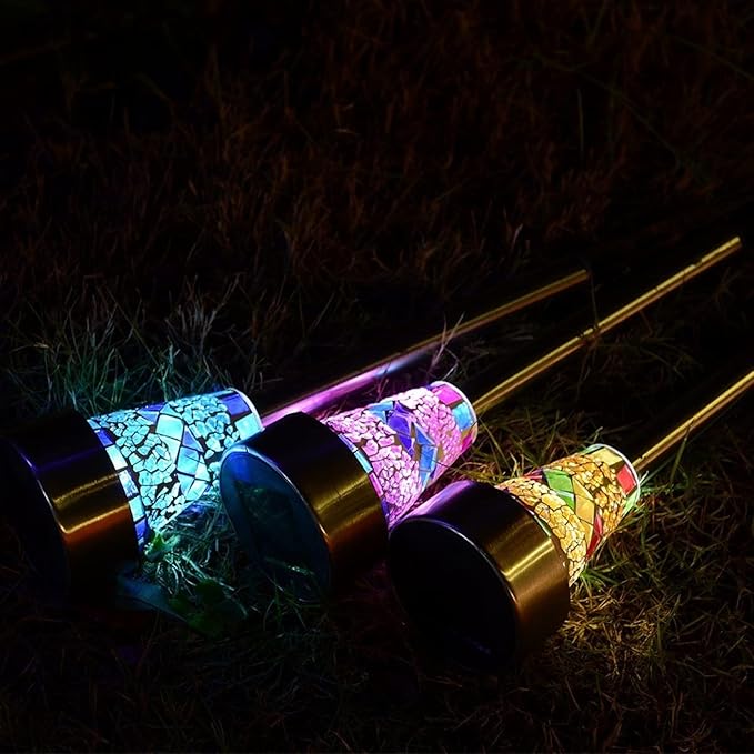 Plant Growing Lamps Solar Light LED Mosaic Lawn lamp Outdoor Waterproof Mosaic lampshade Modern Park Garden Path Landscape Lawn Decorative 1/3pcs(One for Each Color)