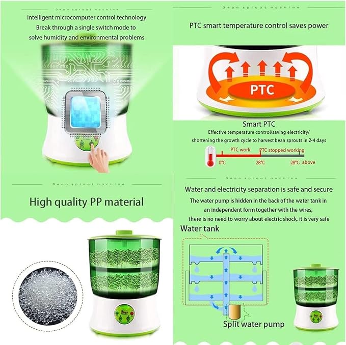Automatic Sprouter Bean Growing Machine 2 Layers Large Capacity Seed Germination Kit Seed Germination Machine with PTC Heating