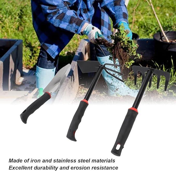 FLEXMAN 3Pcs Gardening Tool Set Portable Garden Hand Tools Heavy Gardening Kit Gardening Hand Tools Gardening Tools for Outdoor Activities and Small Gardens