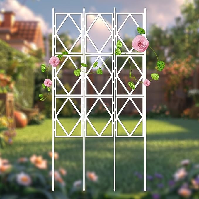 Garden Trellis for Climbing Plants - Decorative Rose &amp Vine Support for Lawn Balcony and Patios - Suitable for Clematis Ivy and More(W60xH90CM(2.0x3.0FT))