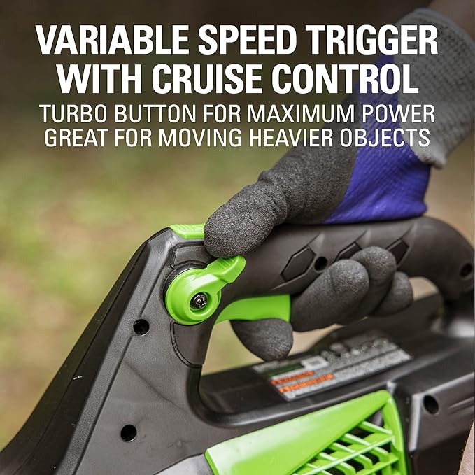 Greenworks 80V (150 MPH / 500 CFM / 75+ Compatible Tools) Cordless Axial Leaf Blower 2.0Ah Battery and Charger Included