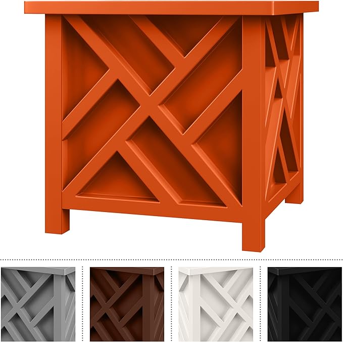 Lattice Design Planter Box - 15.5-Inch-Square Decorative Outdoor Flower or Plant Pot - Front Porch Patio and Garden Decor by Pure Garden (Terracotta)