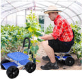 Garden Cart On Wheels-Rolling Garden Work Seat with WheelsGardening Stool with Adjustable 360° Swivel Seat for Outdoor Patio and Yard