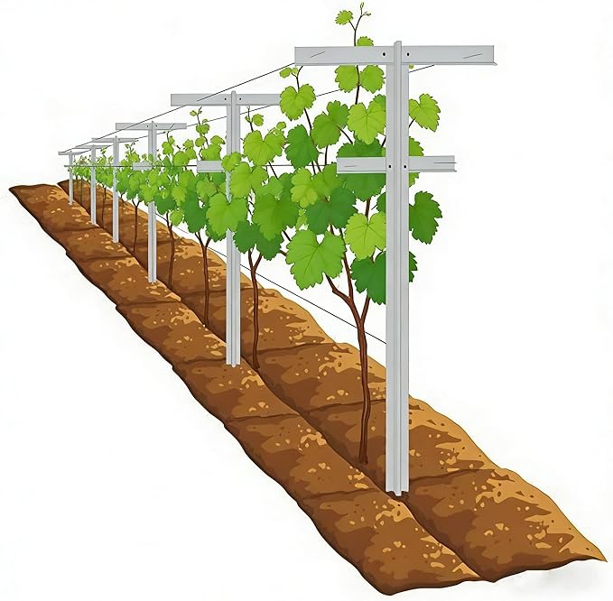 Mr Garden 5-Feet Garden Trellis 2pack Set for Raspberry and Climbing Plants Heavy Duty Outdoor Stake Vineyard Trellis Fiberglass Rust-Proof 2 Cross-bar Adjustable Height (2 Trellises)