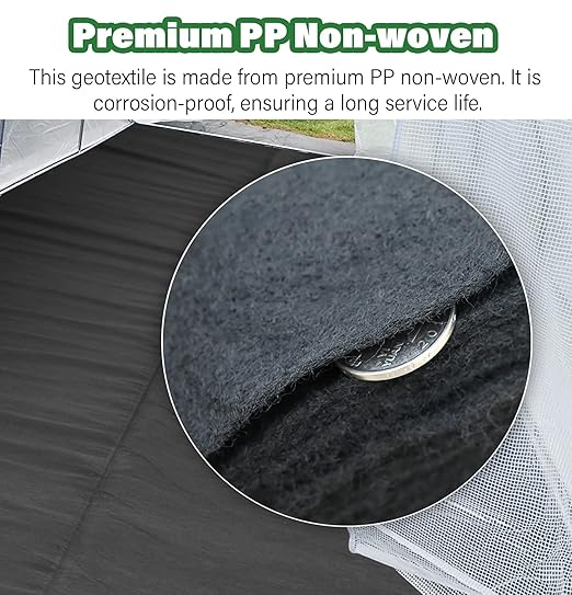 7oz Non-Woven Geotextile Fabric for French Drain-Durable PP Landscape Weed Barrier3ft/6.5ft Wide(1mx10m/3.3ftx32.8ft WxL)