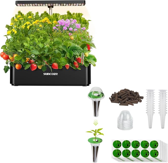 SUNCOZE Hydroponics Growing System Kit 12 Pods &amp 160pcs Hydroponic Pods Supplies