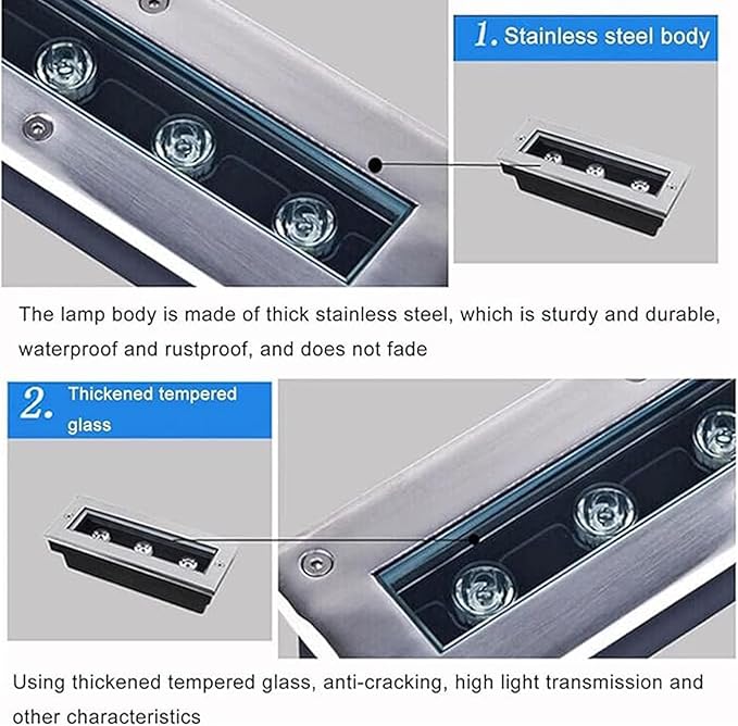 Rectangle LED Spot Light - AC220V Outdoor LED Buried Lights IP65 Waterproof Recessed Outdoor Buried Lamp Landscape Lighting for House Lawn Courtyard Park Tree Lights(Red Light24W)