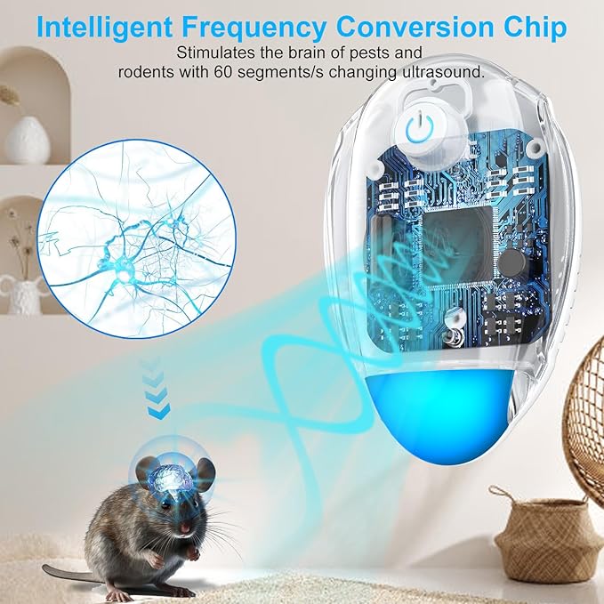 2026 Upgraded Ultrasonic Repeller 6 PacksIndoor Ultrasonic Repellent Electronic Plug in Pest Control for BugsMosquitoRoach Ant Rodent Mouse Spider Repellent for House Warehouse Garage (6)