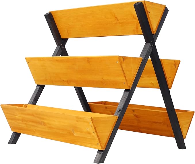 3 Tiers Raised Garden Bed Wood Vertical Planter Box Stand Herb Garden Bed with Legs Raised Bed for Herb Vegetables Flowers (3 Tiers)