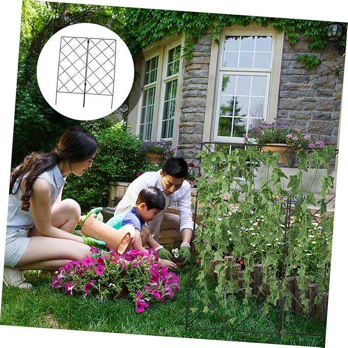 2Pcs Foldable Plant Climbing Trellis for Garden Support Sturdy Green Plant Support Frame Adjustable Trellis for Indoor and Outdoor Climbing