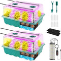 96 Cell Seed Starter Tray with Grow Light Seed Starting Trays with Adjustable Humidity Dome Seed Starter Kit Plant Starter Kit for Seeds Growing Starting Indoor Gardening (Self-Watering)