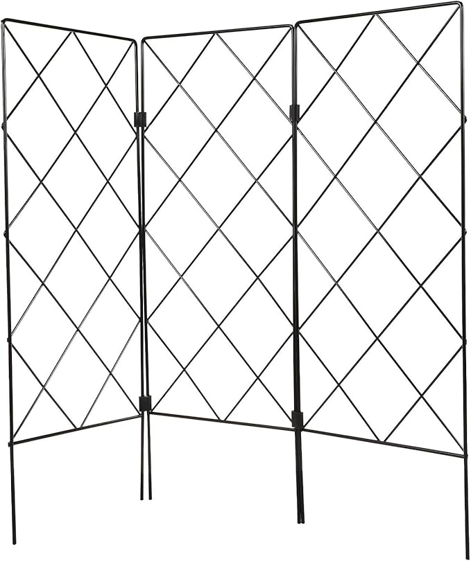 Heavy Duty Folding Plant Trellis Climbing Plants Rack 1.96ft X 1.73ft Iron Vine Support Stand for Garden
