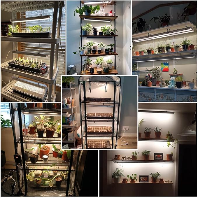 GYTF T5 Grow Lights 1.4Ft 5000K White Full Spectrum LED Plant Growing Lamp Strips for Indoor Plants Seeds Starting Succulents High PPFD with V-Shaped Reflector