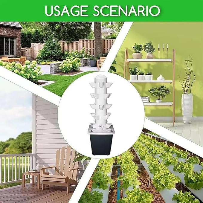 25 Pods Hydroponics Growing System Tower 5-Layer Vertical Vegetable Aeroponic Tower Kit with Pump System Timer for Indoor Gardening