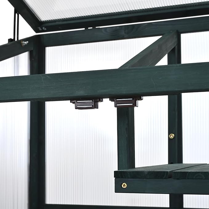 Polibi Wooden Greenhouse Cold Frame Portable Greenhouse with Wheels and Adjustable Shelves for Indoor Outdoor Patio Balcony Garden 31.5 Lx22.4 Wx62 H Forest Green
