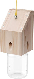 Carpenter Bee Trap for Outside - Shed Style Nature Hanging Wood Trap for Outdoor with Removable Bee Vault Plastic Jar (1 Pack)