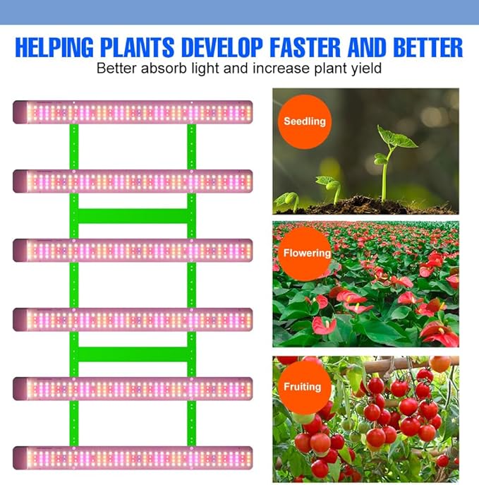 600W Full Spectrum LED Planting Grow B Lighting 624pcs SMD2835 Chips AC 100-277V US Plug-Perfect for Greenhouses Indoor Flower Beds Roses Orchids And Small Succulent Collections for Healthy Growth