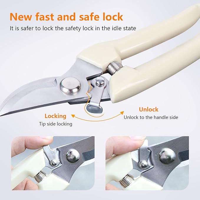 12 Pcs Garden Scissors for Plant Tip Pruning Shears for Cutting Flowers Trimming Plants Bonsai and Fruits Picking (Bypass Blade Pruner)