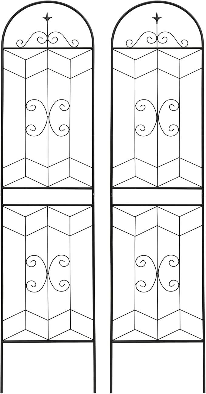 2 Pack 86.7 H x 19.7 W Metal Garden Trellis with Power Coating Garden Arch Decoration Trellis for Outdoor Climbing Plants RoseVegetablesCucumbers (Black 86.7H x 19.7L)