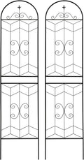 2 Pack 86.7 H x 19.7 W Metal Garden Trellis with Power Coating Garden Arch Decoration Trellis for Outdoor Climbing Plants RoseVegetablesCucumbers (Black 86.7H x 19.7L)