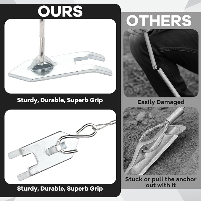 Qualirey 12 Pack Galvanized Wolf Fang Anchor Heavy Duty Ground Earth Anchors for Trapping Tents Sheds Carports Swing Set Greenhouse