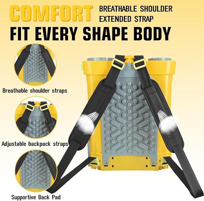 Battery Powered Backpack Sprayer 5.3 Gallon100 PSI Electric Garden Sprayer Compatible with DeWalt 20V Battery Weed Lawn Sprayer with Telescopic Wand 4 Nozzles 3.0 Ah Battery &amp Charger Included