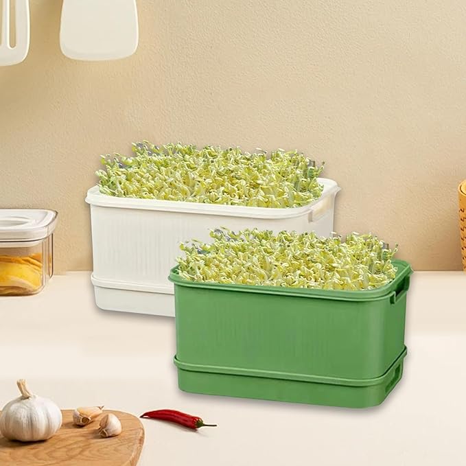 misppro 2X Sprouts Tray Planting Container Reusable Growing Kit for Indoor Outdoor Garden Hydroponic Cultivation Box Starter Tray