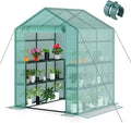 Greenhouse 57 x 57 x 76'' Greenhouses Plant Tent for Outdoors Durable Grow Kit with Window Thicken PE Cover 3 Tiers 8 Shelves Heavy Duty Walk in Green Houses for Indoor Backyard Outside