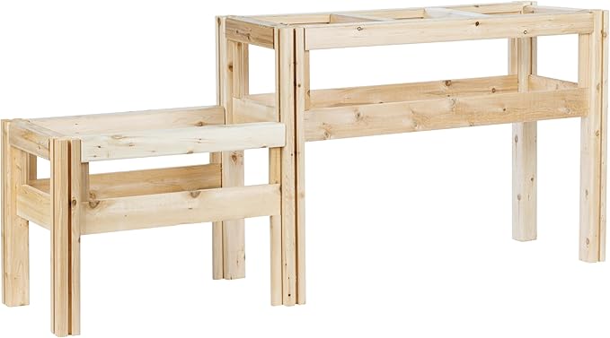 Greenes Fence Two-Tiers Five Bucket Elevated Cedar Wood Garden Frame 69 in. x 16 in. x 30 in. - Made in USA with North American Cedar