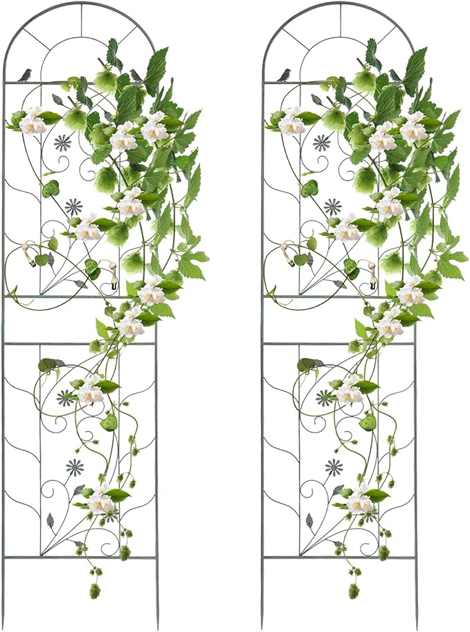 2 PCS Garden Trellises Iron Garden Trellis Green Iron Garden Trellis for Climbing Plants Sturdy and Weather-Resistant Vertical Trellis for Yard Patio Lawn (Green)