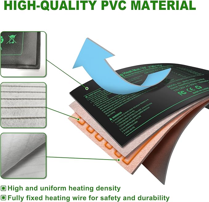 Seedling Heat Mat with Built-in Temperature Controller 10 x 20.75 Waterproof Plant Heating Pad with Thermostat MET-Certified Warm Mat for HydroponicGermination Indoor Gardening Greenhouse