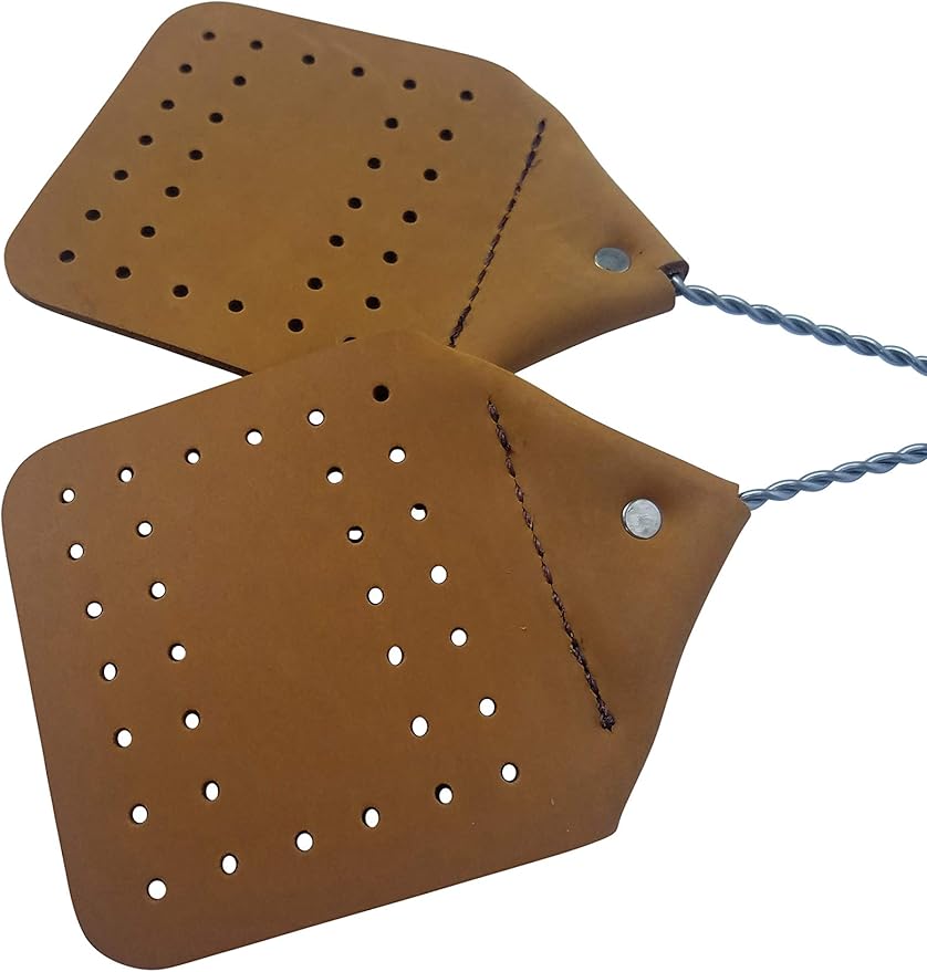 Pack of Two Amish Valley Products Leather Fly Swatter Brown Holmes County Handcrafted Wire Handle