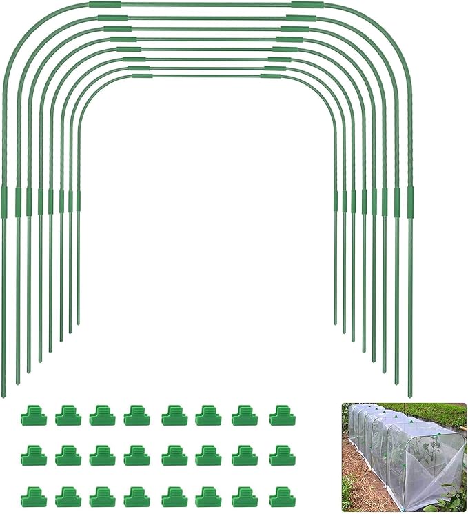 8 Sets 41.3x31.5 Garden Hoops for Raised Beds Greenhouse Hoops Grow Tunnel Durable Removable Row Cover Hoops for Garden Netting DIY Kits with 24 Clips