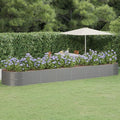 Metal Raised Garden Bed Garden Raised Bed Powder-Coated Steel Outdoor Planter Box for Vegetables Herbs Flowers 229.9x55.1x26.8 Gray-184