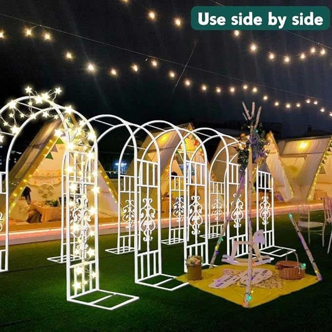 Garden Trellis Arch Archs Trellis For Climbing Plants Outdoor Metal Arbor Archway Arch To Use In The Entrance To Courtyard W:4.6ft 5.9ft 7.2ft 8.5ft 9.8ft 11.2ft 12.5ft H:7.6ft(White1.8x2.30m/5.9x7