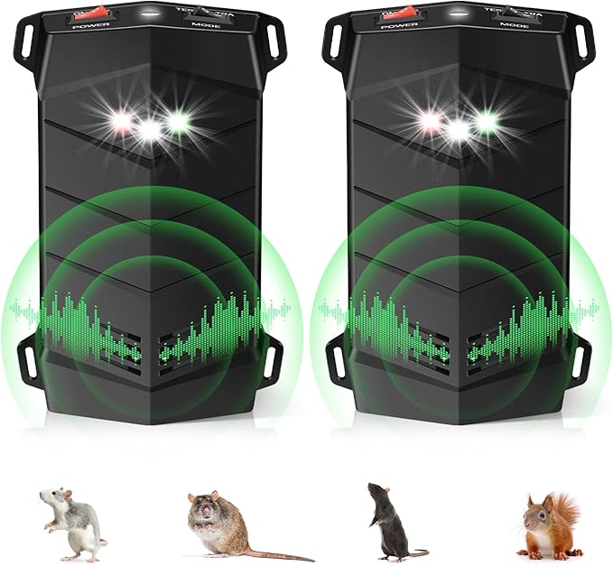 2Pcs Ultrasonic Rodent Repellent for Car EnginesBattery Operated Rodent Repellent Under Hood AntiMiceMouseRodent Repellent for Cars Keeping Rodents Out of Car Basement Garage Warehouse