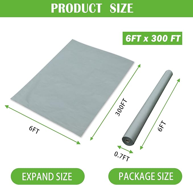 SUNTURF 6FT x 300FT Weed Barrier Control Fabric Ground Cover Membrane Garden Landscape Driveway Weed Block Nonwoven Heavy Duty Weed Block Gardening Ground Cover Mat