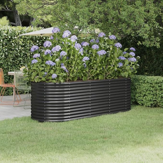 SKM Garden Raised Bed Powder-Coated Steel 88.2x31.5x26.8 Anthracite (14.38 KG/31.636 LBS)
